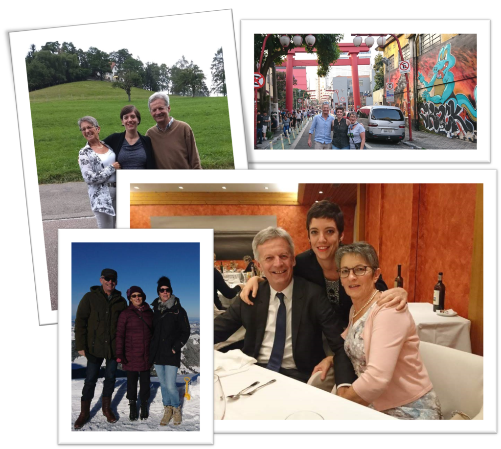 Fotomontage von Michaela Frei Barbosas Familienmomenten mit ihren Eltern
